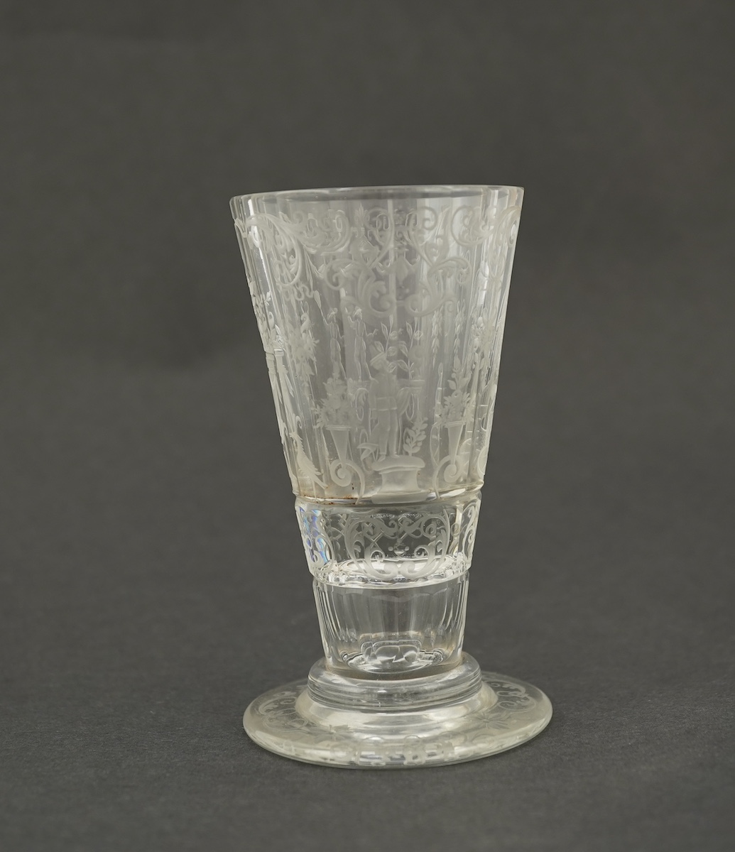 A set of six Lobmeyr engraved beakers, c.1880